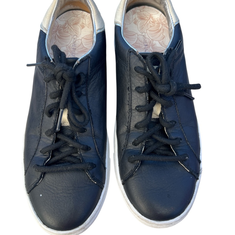 Crime London Black Leather Sneakers. Size 38